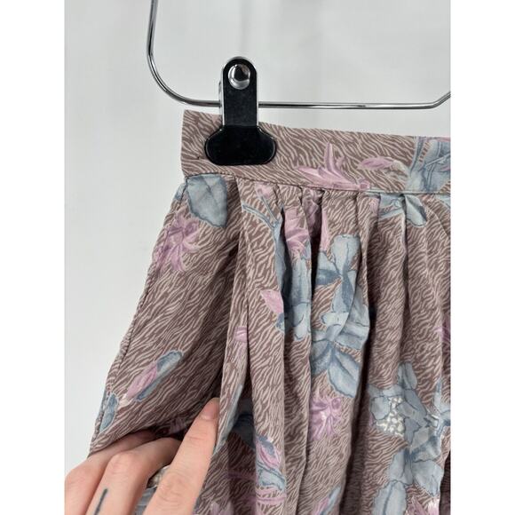 Ms Interpret Vintage Skirt Womens XS Pink Blue Floral Midi Pleated Pockets Zip - Picture 2 of 13
